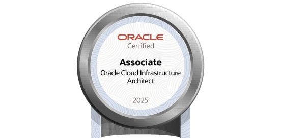 Oracle Cloud Infrastructure 2025 Certified Associate Architect の認定バッジ